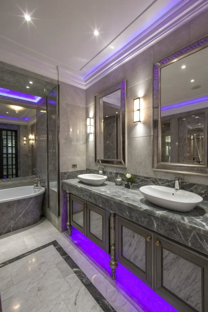 14 Purple & Grey Bathroom Lighting Ideas You’ll Adore 8 pg 7