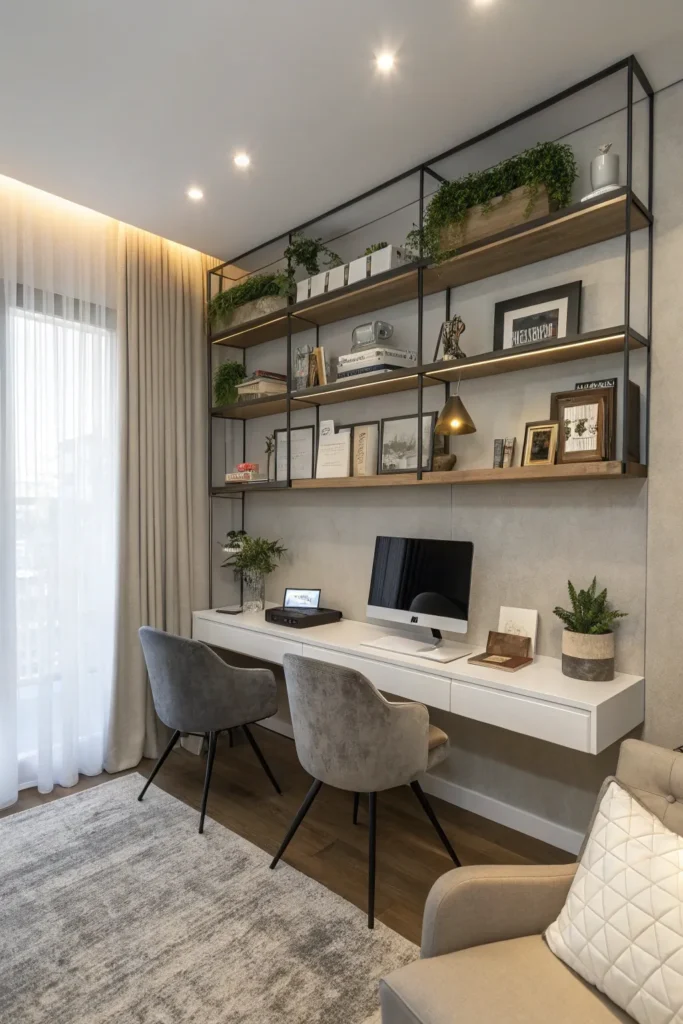 15 Combined Living Room Office Ideas for Dual Purpose Spaces 7 cf 6