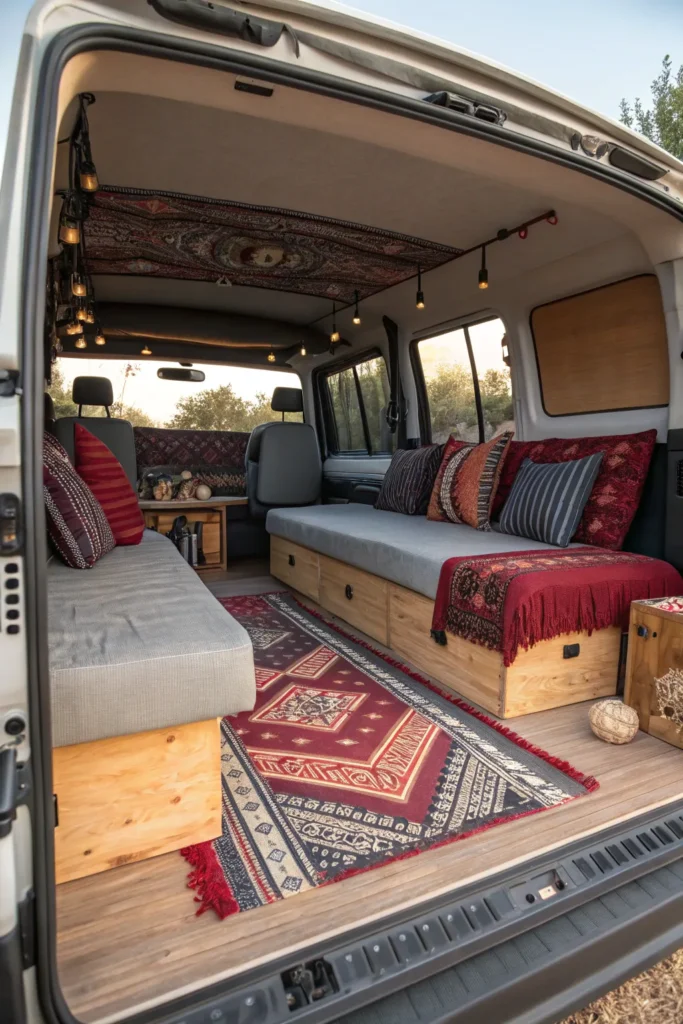 14 Moody Bohemian Van Lounge Studio Designs for a Soulful Mobile Retreat 4 es3
