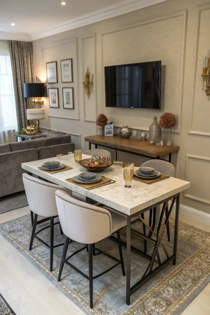 15 Small Living Room Ideas with TV and Dining Table for Practical Living 11 fg 10 1