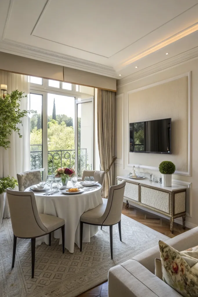 15 Small Living Room Ideas with TV and Dining Table for Practical Living 13 fg 12 1