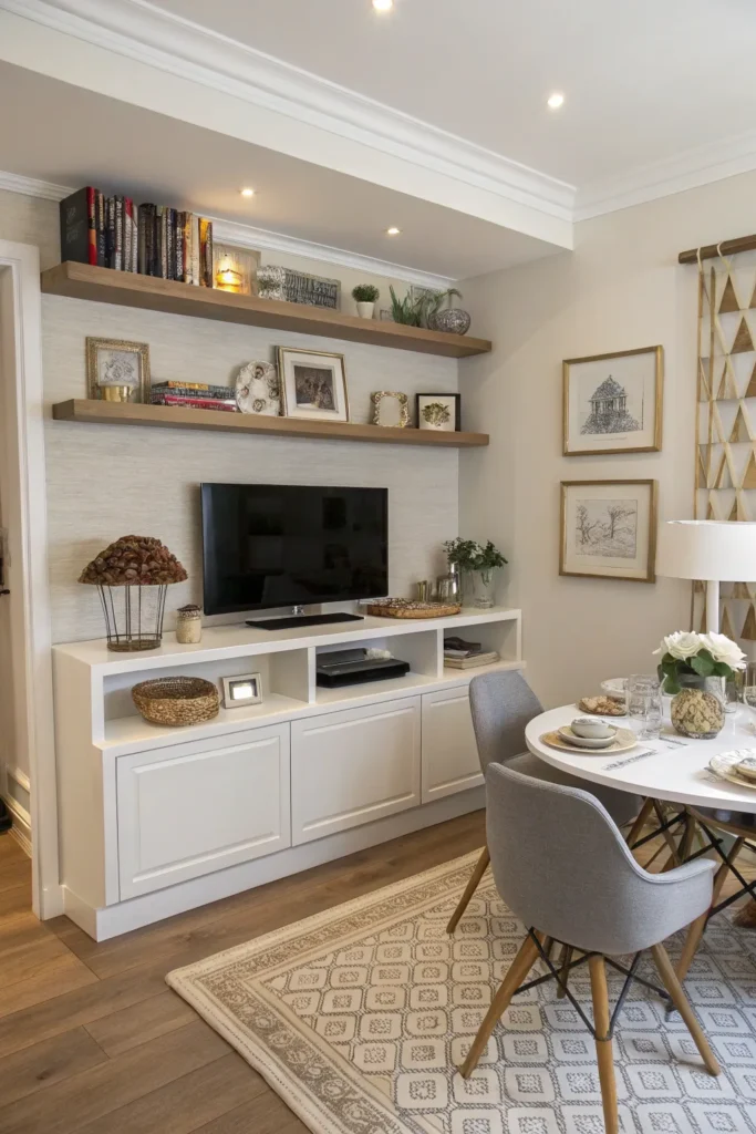 15 Small Living Room Ideas with TV and Dining Table for Practical Living 9 fg 8 1