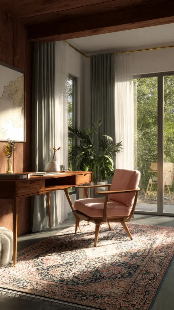 15 Mid-Century Modern Home Office Ideas for Digital Nomads 14 jh13