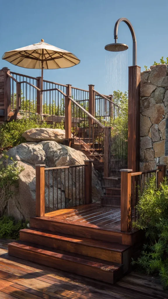 15 Beach-Inspired Outdoor Shower Ideas for a Relaxing Coastal Escape at Home 13 rd12