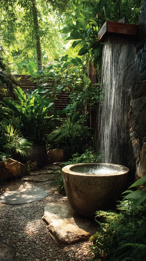 15 Jungle Waterfall Shower Ideas for Outdoor Living 12 es11