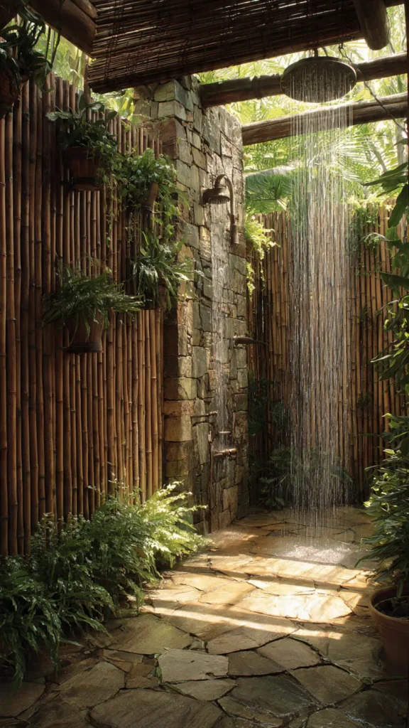 15 Jungle Waterfall Shower Ideas for Outdoor Living 14 es13