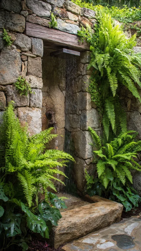 15 Jungle Waterfall Shower Ideas for Outdoor Living 6 es5