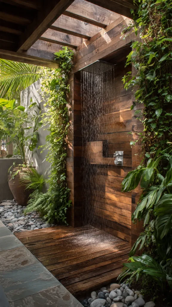 15 Jungle Waterfall Shower Ideas for Outdoor Living 7 es6