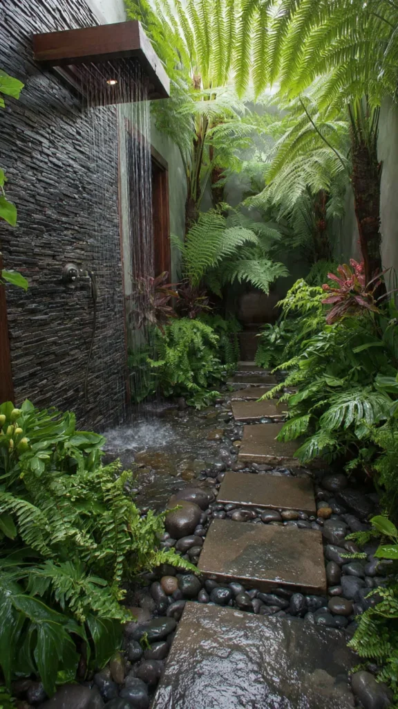 15 Jungle Waterfall Shower Ideas for Outdoor Living 9 es8