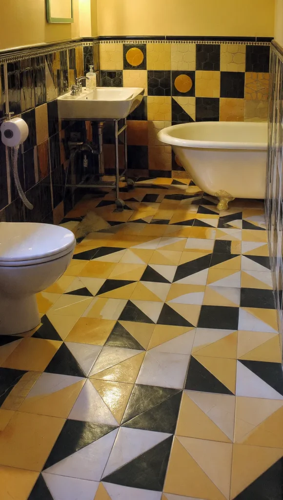 15 Retro Geometric Bathroom Designs 2 lj1