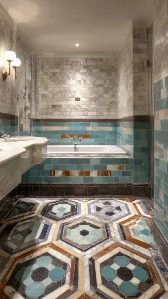 15 Retro Geometric Bathroom Designs 3 lj2