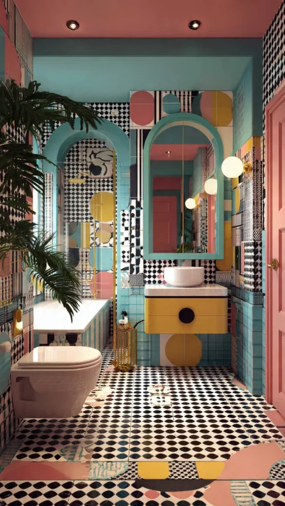 15 Retro Geometric Bathroom Designs 4 lj3