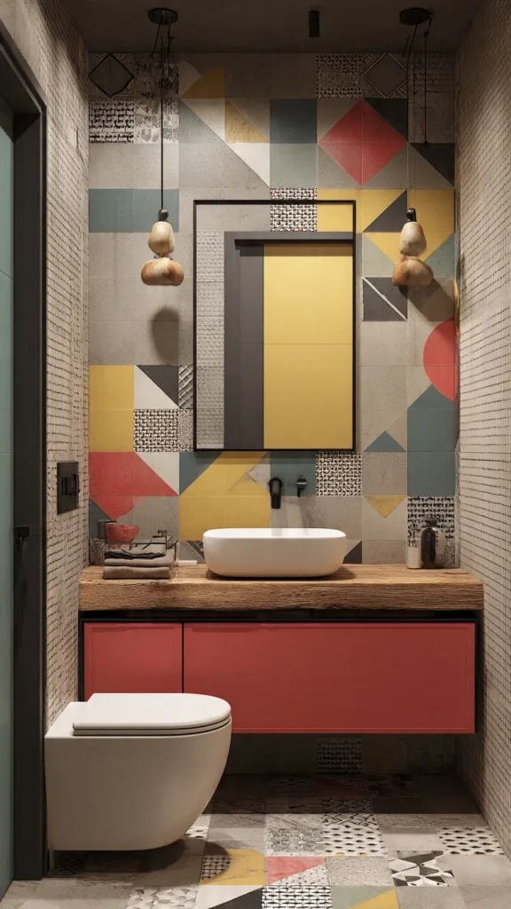 15 Retro Geometric Bathroom Designs 5 lj4