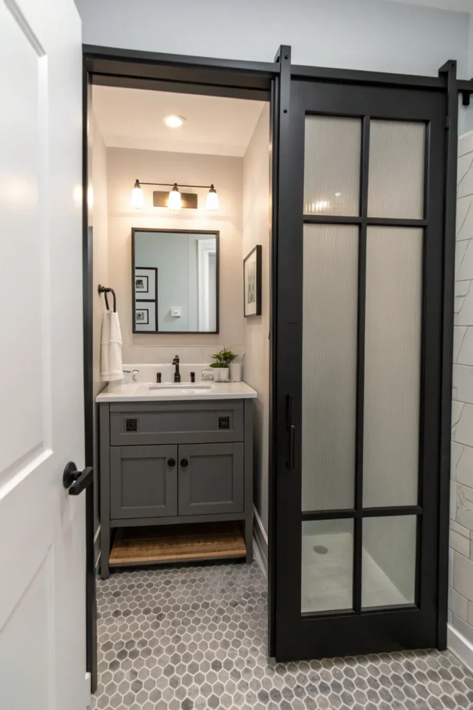 15 Small Bathroom Pocket Door Ideas That Save Space and Elevate Style 6 qc 5
