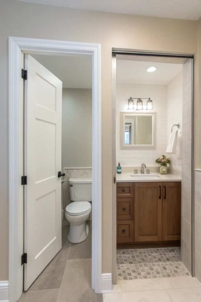 15 Small Bathroom Pocket Door Ideas That Save Space and Elevate Style 9 qc 8