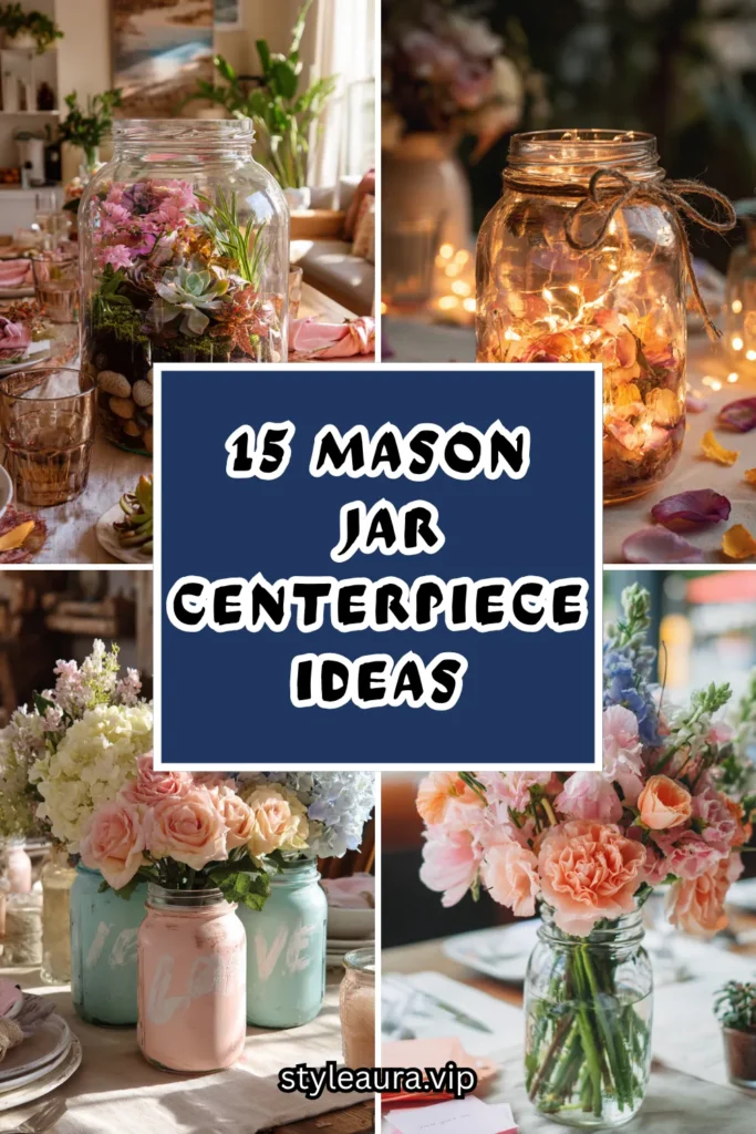 15 Charming Mason Jar Centerpiece Ideas for a Beautiful Mother’s Day Table 1 15 28