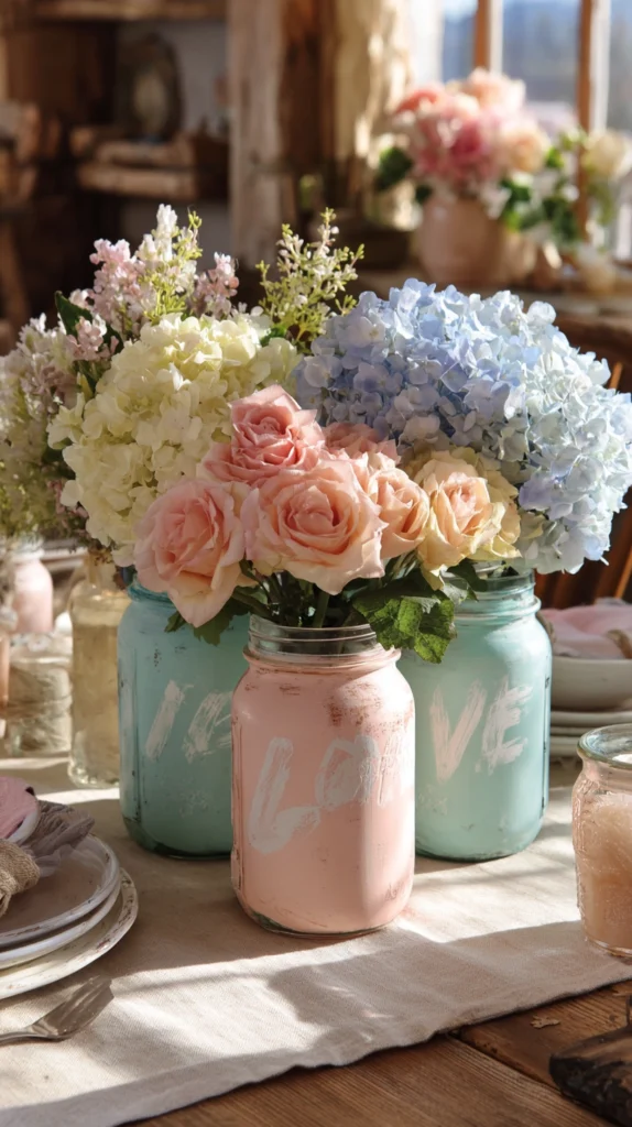 15 Charming Mason Jar Centerpiece Ideas for a Beautiful Mother’s Day Table 2 cr 1
