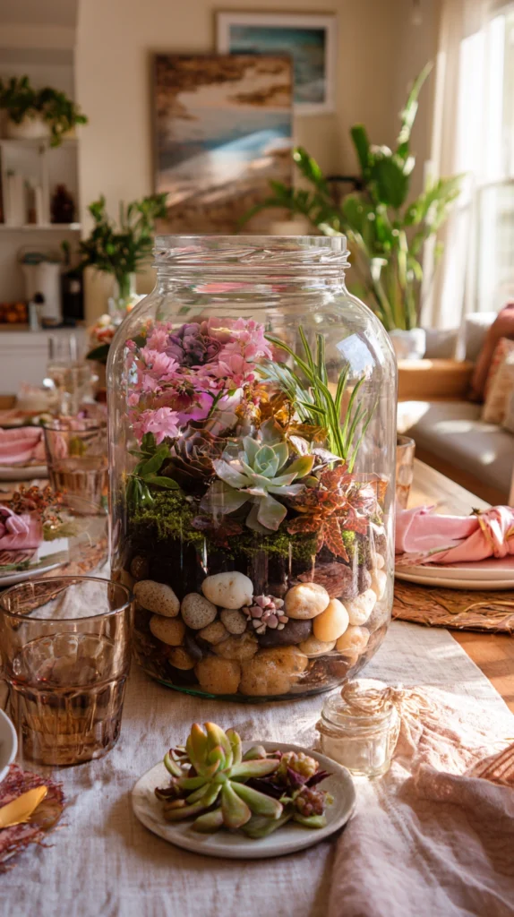15 Charming Mason Jar Centerpiece Ideas for a Beautiful Mother’s Day Table 11 cr 10