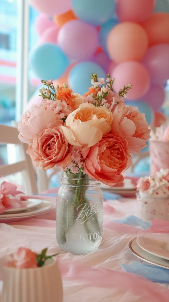 15 Charming Mason Jar Centerpiece Ideas for a Beautiful Mother’s Day Table 12 cr 11