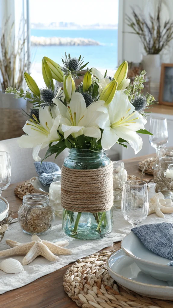 15 Charming Mason Jar Centerpiece Ideas for a Beautiful Mother’s Day Table 14 cr 13