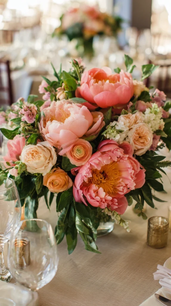 15 Peony Wedding Centerpiece Ideas for a Lush Romantic Table 6 oj 5