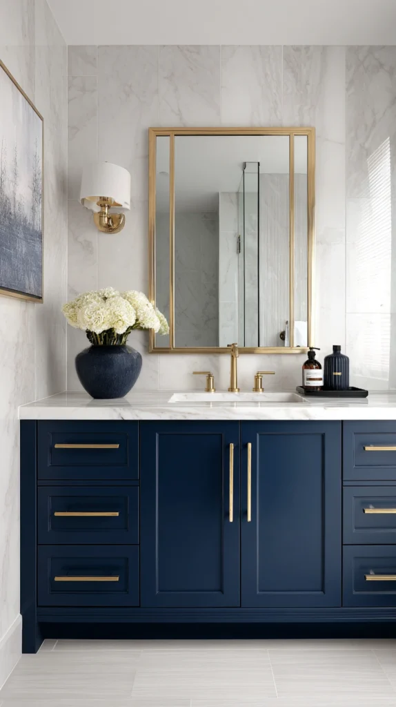 15 Stunning Navy Tile Bathroom Ideas with Marble and Gold Accents 11 rd 10