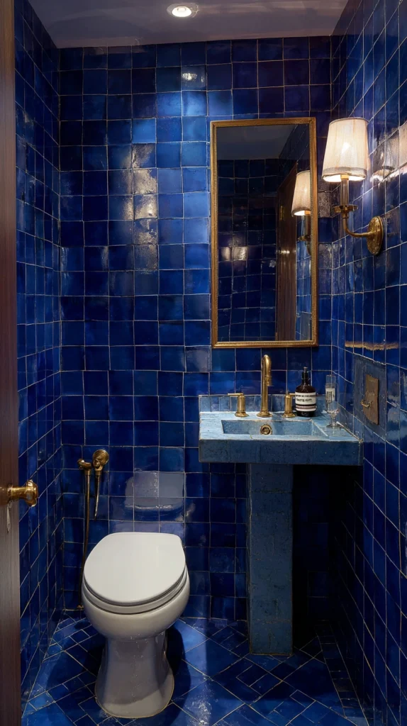 15 Stunning Navy Tile Bathroom Ideas with Marble and Gold Accents 12 rd 11