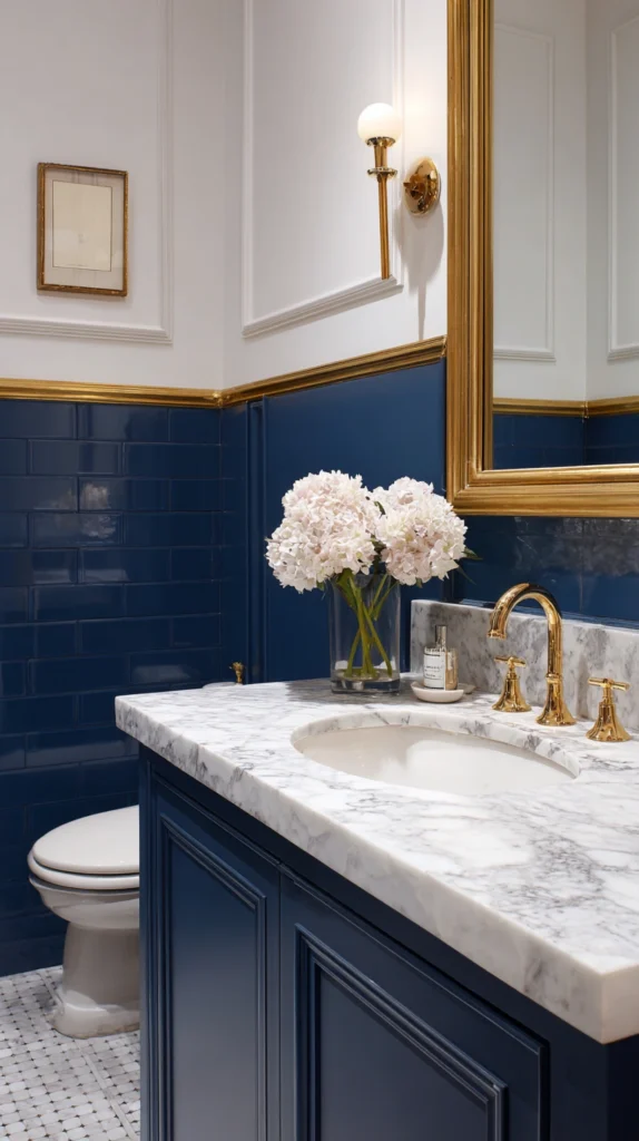 15 Stunning Navy Tile Bathroom Ideas with Marble and Gold Accents 7 rd 6
