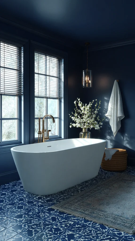 15 Stunning Navy Tile Bathroom Ideas with Marble and Gold Accents 8 rd 7