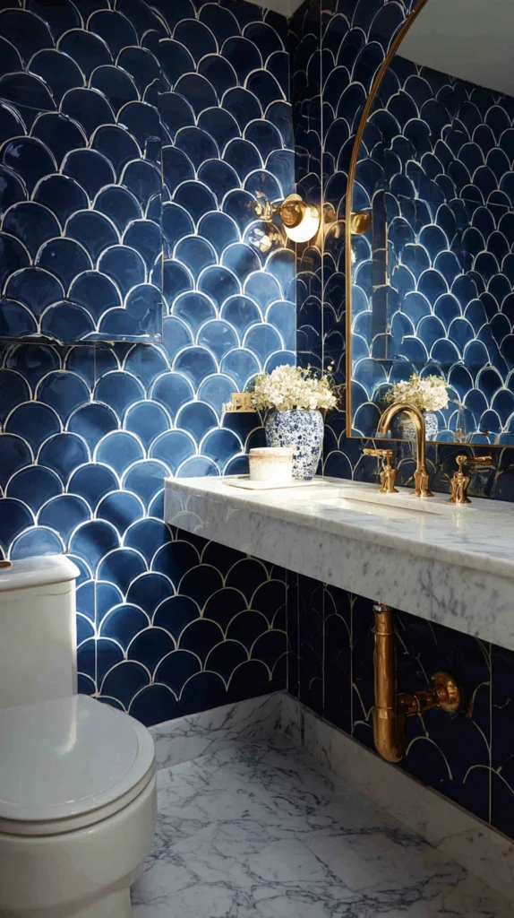 15 Stunning Navy Tile Bathroom Ideas with Marble and Gold Accents 10 rd 9