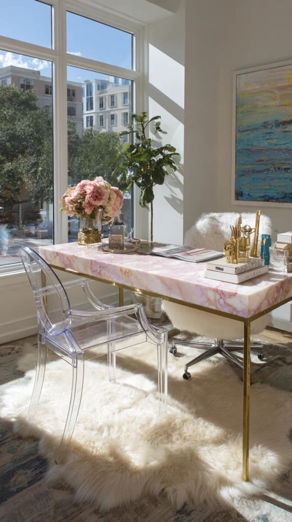 15 Pink Home Office Ideas for a Feminine Productive Space 12 qd 11