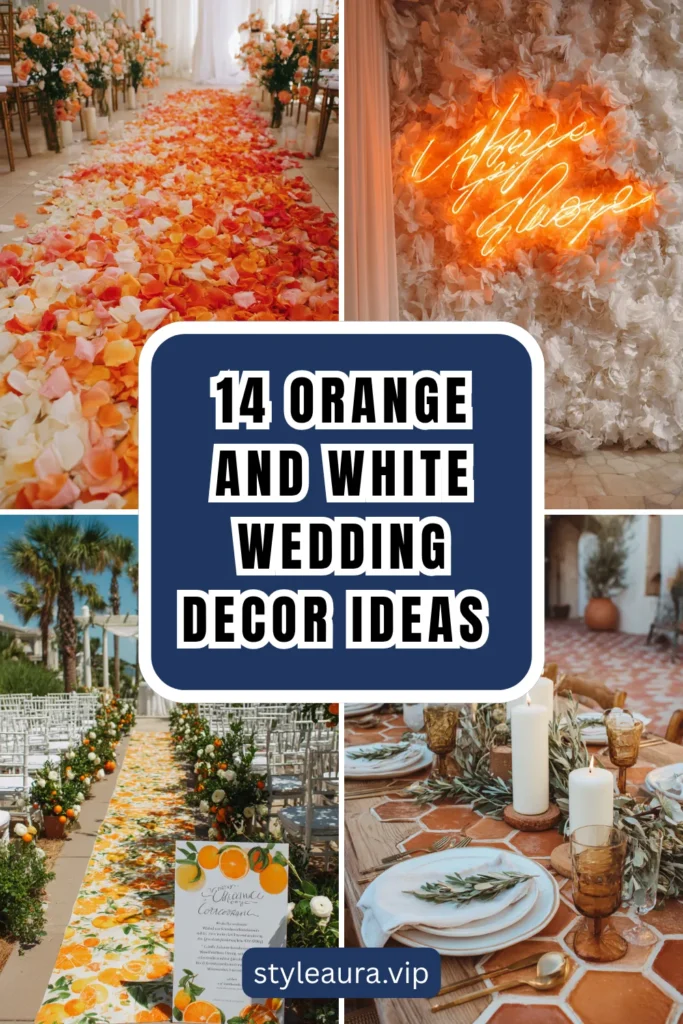 14 Orange and White Wedding Decor Ideas for a Fresh Bold Look 1 style 15