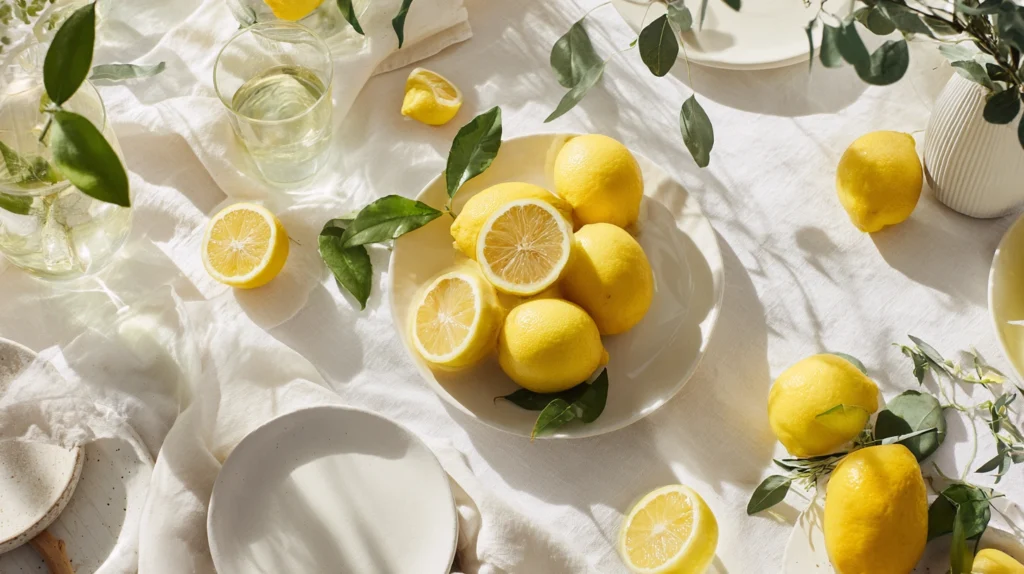 15 Lemon Table Decor Ideas to Brighten Any Event 1 zainy A modern editorial style feature image of a bright sunl de926ad2 40e5 4db5 afe1 d99987406999 0