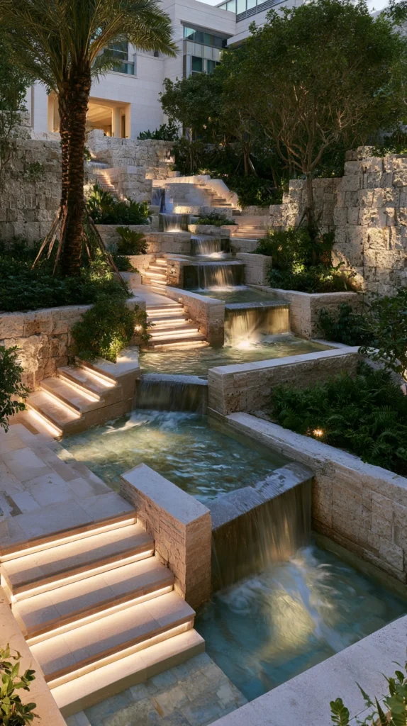 15 Backyard Waterfall Ideas With LED Lighting for a Magical Glow 13 VF 12 1