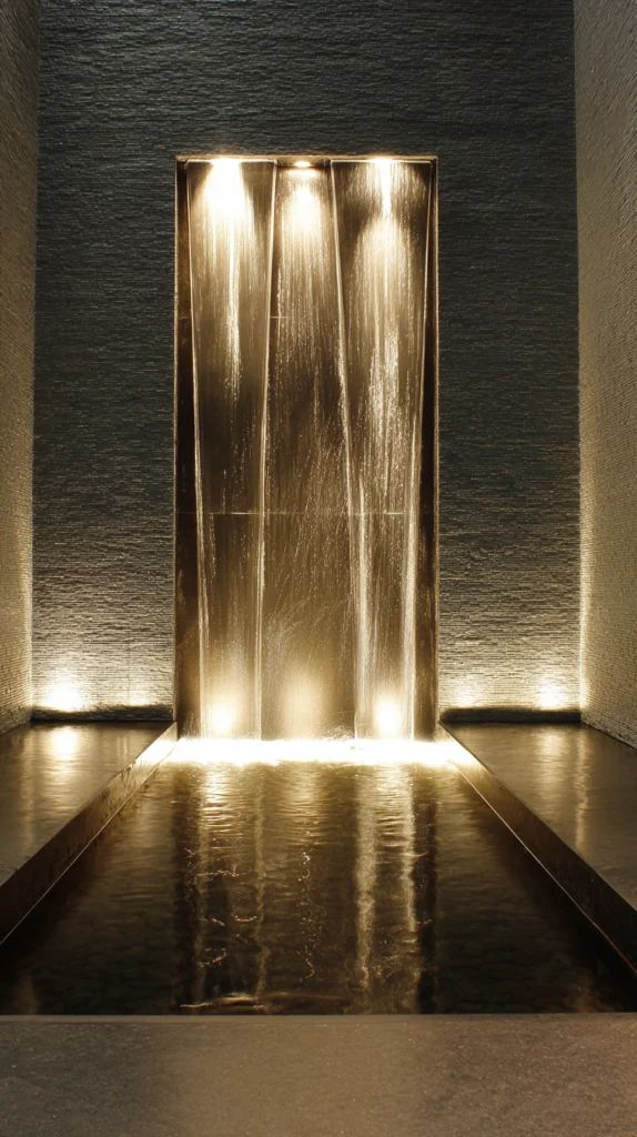 Water Meets Wall: 15 Backyard Waterfall Wall Ideas for a Sleek Statement Feature 10 fd 9 3