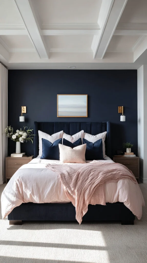 15 Navy and Blush Bedroom Ideas That Feel Straight Out of a Luxury Hotel 2 UG 1