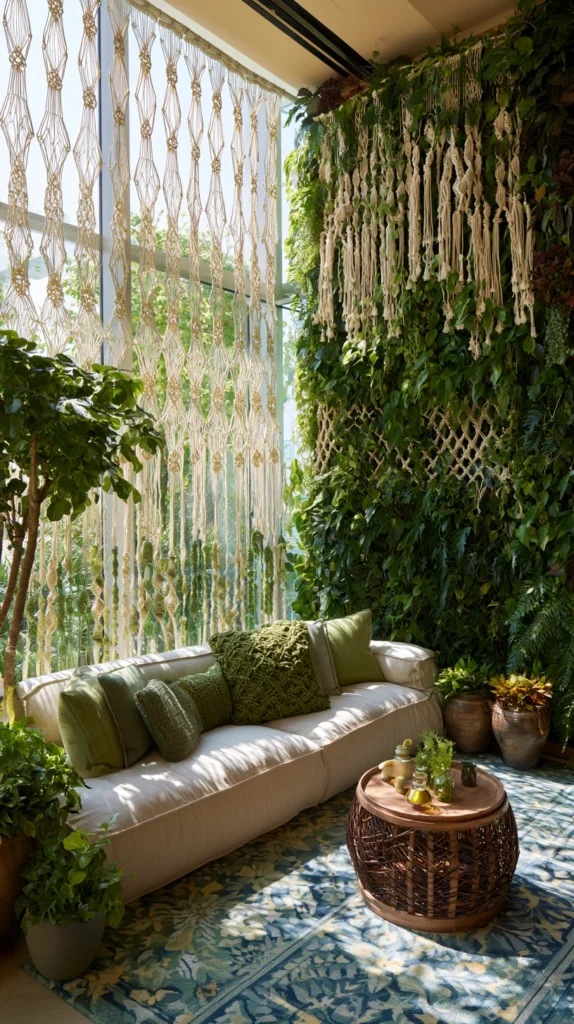 13 Macrame Curtain With Plants Green Patterns 14 WR 13