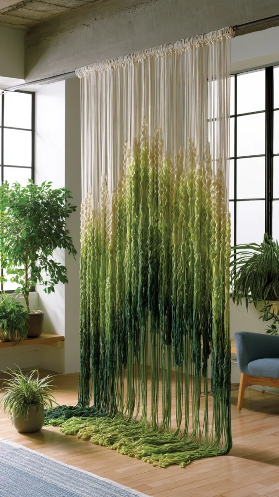 13 Macrame Curtain With Plants Green Patterns 8 WR 7