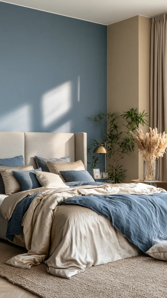 14 Dusty Blue and Champagne Bedroom Ideas for Effortless Elegance 2 ef 1