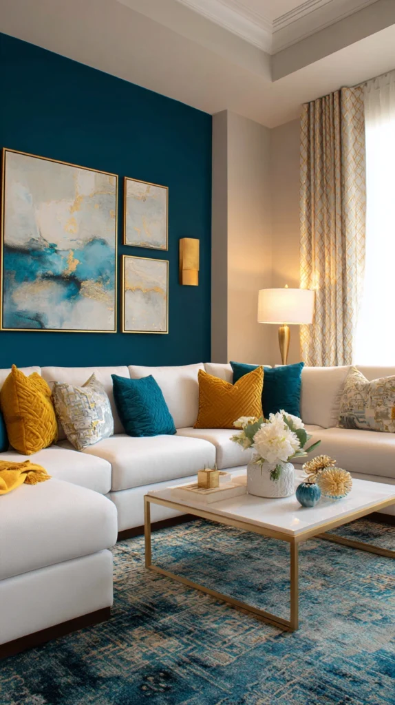 14 Teal and Gold Living Room Ideas That Look Surprisingly Expensive 9 iu 8