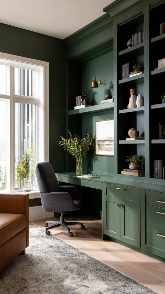 14 Moody Green Home Office Ideas for a Focused Feel 7 pl 6