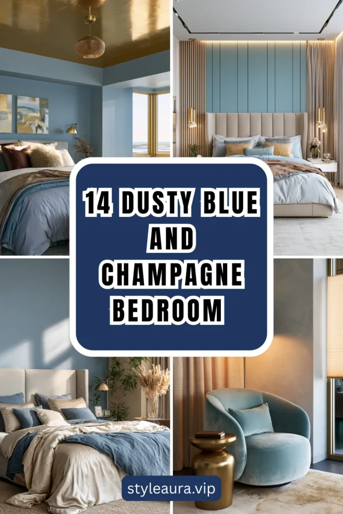 14 Dusty Blue and Champagne Bedroom Ideas for Effortless Elegance 1 style 23