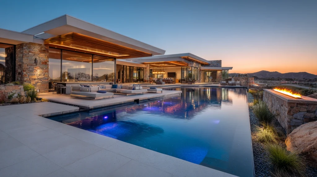 14 Luxury Mansion Backyard Ideas That Redefine Outdoor Living 1 zainy Feature Image A breathtaking modern luxury mansion back 5cabf552 ac11 493b 82d3 f97f028960d7 0