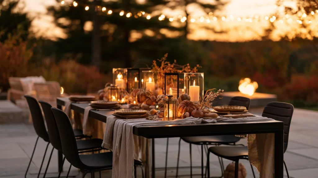 14 Outdoor Fall Tablescape Ideas for Backyard Dinners 1 zainy Feature Image A long modern outdoor dining table on a c 710c2294 d1a4 452c 934b 5304afe96c88 1