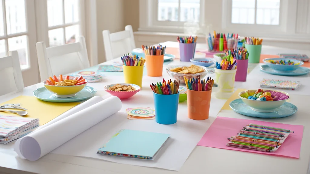 zainy A bright cheerful kids party table set for dinner with 68903d18 342f 41af bf7e a9a3f764ff59 3