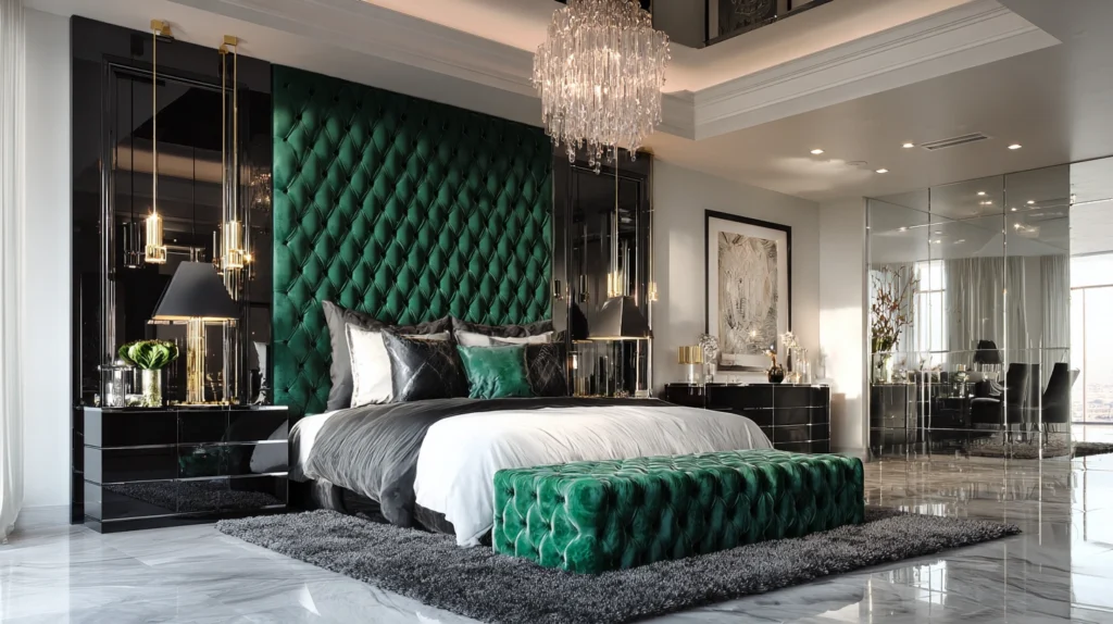zainy A luxurious Hollywood Regency bedroom with a dramatic e f1a77a92 1c8a 42ba a819 0449f0b7287a 0