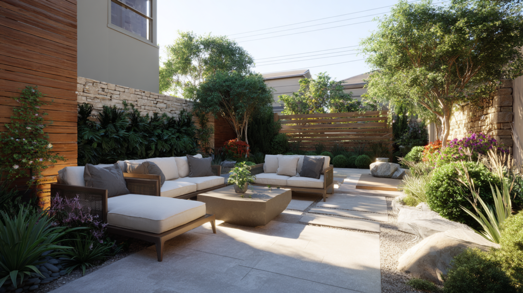 12 Genius Landscaping for Privacy Backyard Ideas You Need to See 1 zainy A modern backyard designed for complete privacy with la 3f356c04 c8ea 4344 a3e4 bc0280e2aecc 0