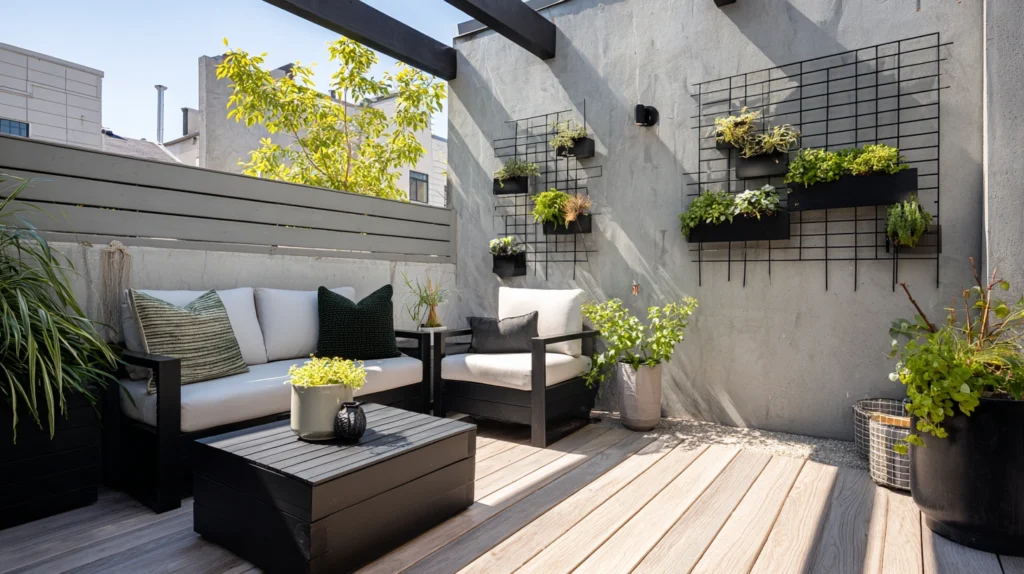 12 Vertical Garden Ideas to Maximize Patio Space 1 zainy Feature Image A contemporary small patio transformed wi 5c6700bd 4abb 4f00 952b 0dfe6bfcf364 1