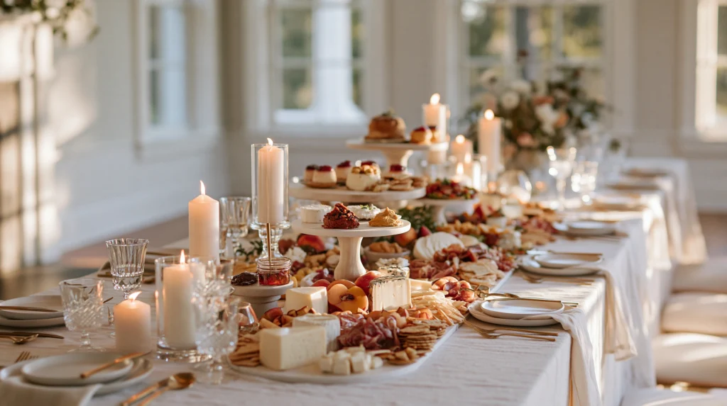 12 Wedding Grazing Table Ideas for Stylish Catering 1 zainy Feature Image A luxurious modern wedding reception feat 66666eaf 2b34 4f3e 9c7f 512297d601d7 0