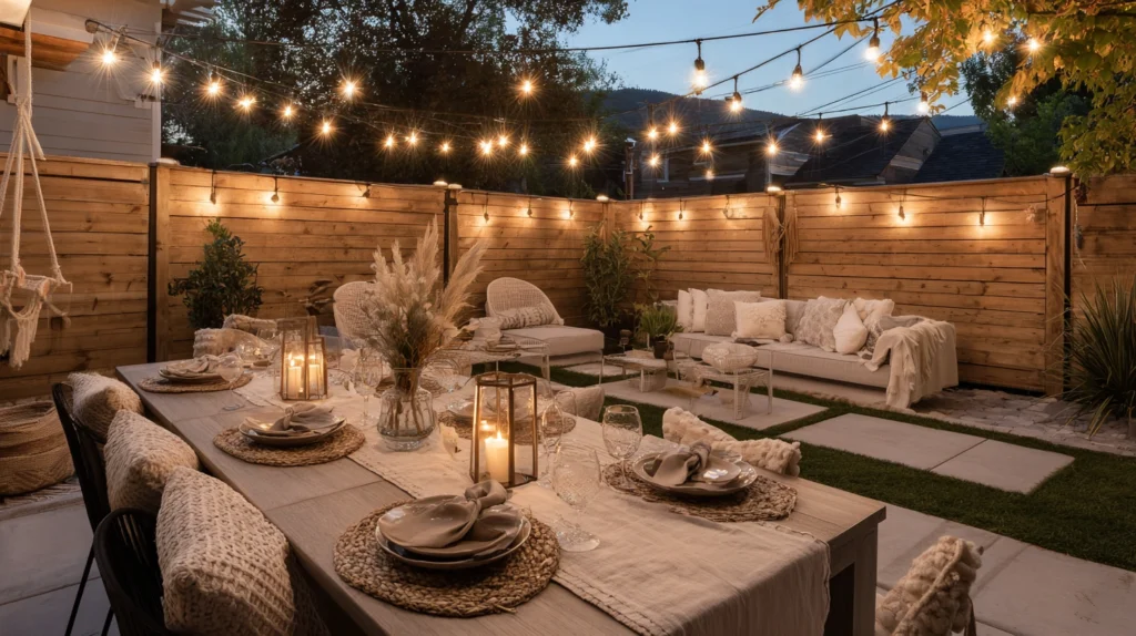11 Creative Small Backyard Party Ideas on a Budget 1 zainy Feature Image A stylish small backyard party at dusk wi 37fe8361 1746 43f9 a051 9e370c3ffb5c 2